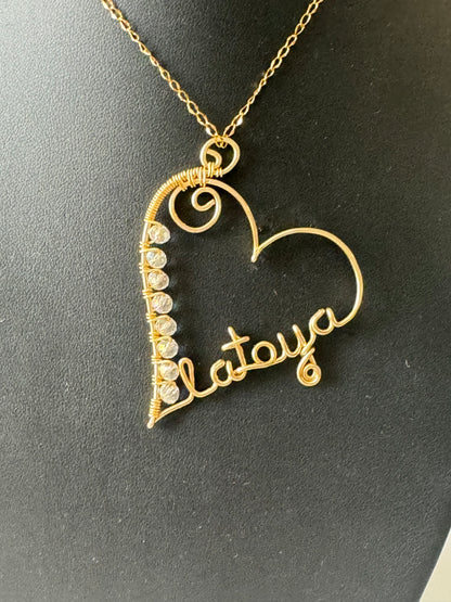 Wire Name Necklace- Heart